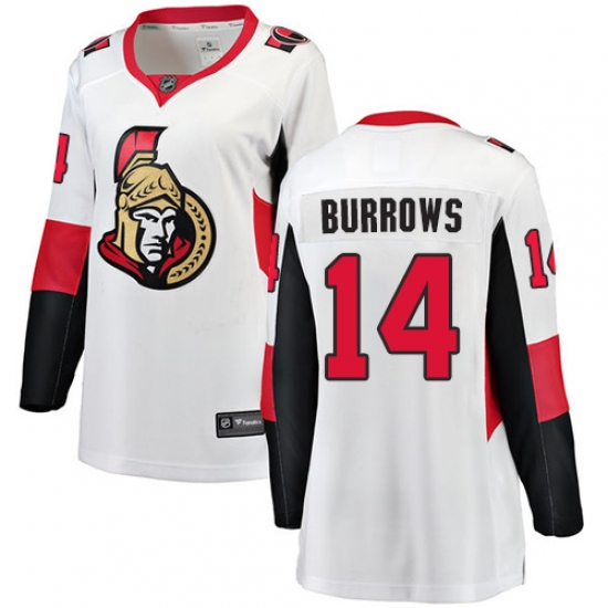 Women's Ottawa Senators 14 Alexandre Burrows Fanatics Branded White Away Breakaway NHL Jersey