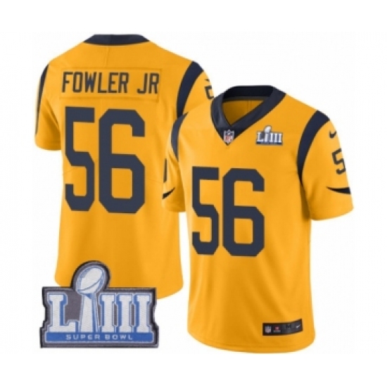 Youth Nike Los Angeles Rams 56 Dante Fowler Jr Limited Gold Rush Vapor Untouchable Super Bowl LIII Bound NFL Jersey
