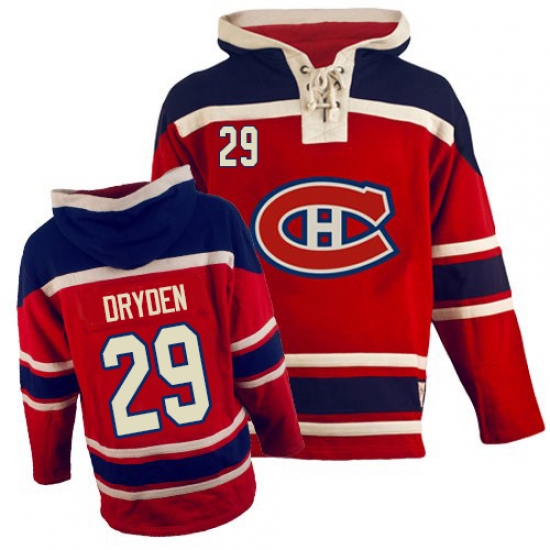 Men's Old Time Hockey Montreal Canadiens 29 Ken Dryden Premier Red Sawyer Hooded Sweatshirt NHL Jersey