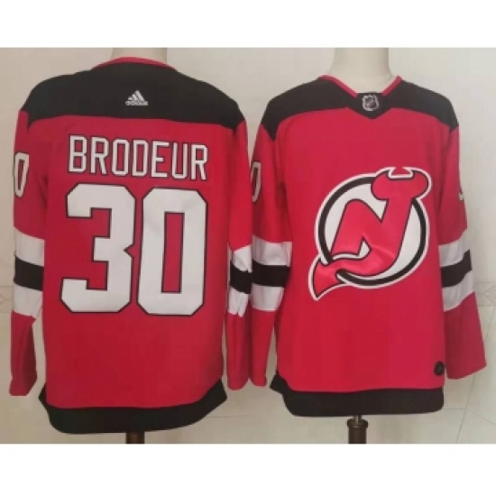 Men's New Jersey Devils 30 Martin Brodeur Red Authentic Jersey - Click Image to Close