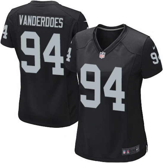 Women's Nike Oakland Raiders 94 Eddie Vanderdoes Game Black Team Color NFL Jersey