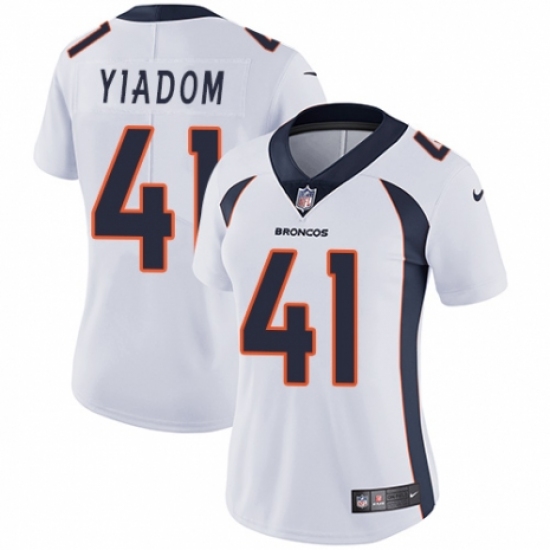 Women's Nike Denver Broncos 41 Isaac Yiadom White Vapor Untouchable Limited Player NFL Jersey