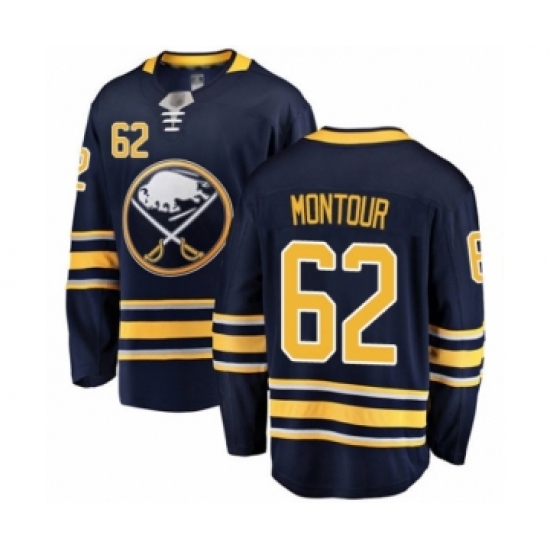 Men's Buffalo Sabres 62 Brandon Montour Fanatics Branded Navy Blue Home Breakaway Hockey Jersey