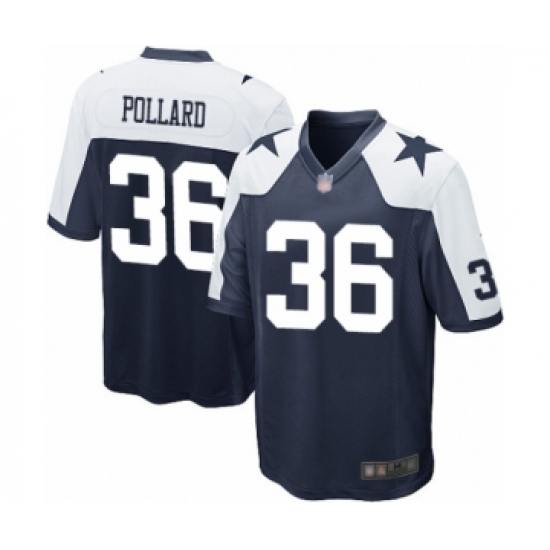 Men's Dallas Cowboys 36 Tony Pollard Game Navy Blue Throwback Alternate Football Jersey