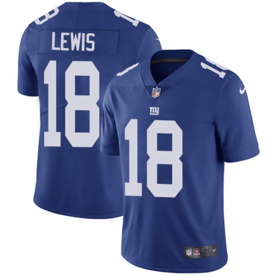 Men's Nike New York Giants 18 Roger Lewis Royal Blue Team Color Vapor Untouchable Limited Player NFL Jersey