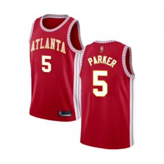 Men's Atlanta Hawks 5 Jabari Parker Authentic Red Basketball Jersey Statement Edition