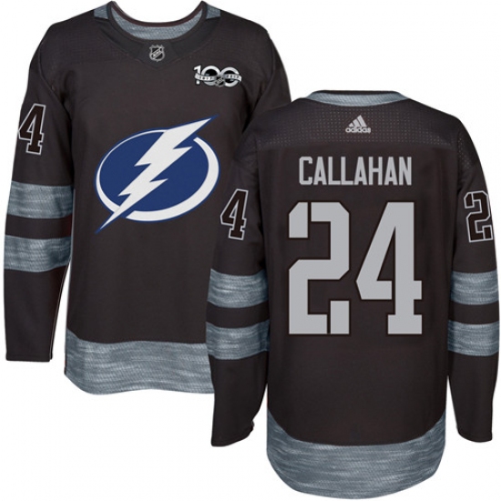 Men's Adidas Tampa Bay Lightning 24 Ryan Callahan Authentic Black 1917-2017 100th Anniversary NHL Jersey