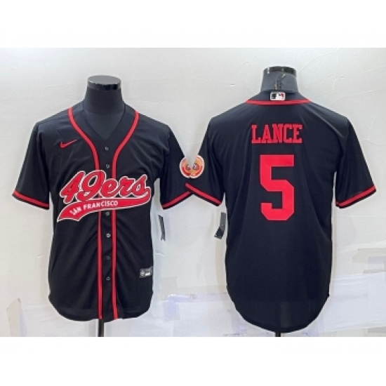 Men's San Francisco 49ers 5 Trey Lance Black Stitched Cool Base Nike Baseball Jersey