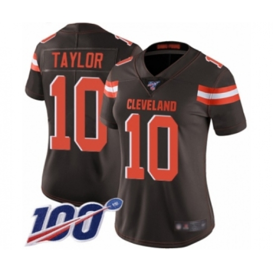 Women's Cleveland Browns 10 Taywan Taylor Brown Team Color Vapor Untouchable Limited Player 100th Season Football Jersey