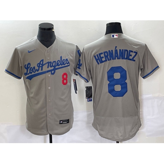 Men's Nike Los Angeles Dodgers 8 Enrique Hernandez Gray Replica Player Jersey