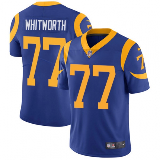 Youth Nike Los Angeles Rams 77 Andrew Whitworth Royal Blue Alternate Vapor Untouchable Limited Player NFL Jersey