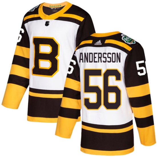 Men's Adidas Boston Bruins 56 Axel Andersson Authentic White 2019 Winter Classic NHL Jersey