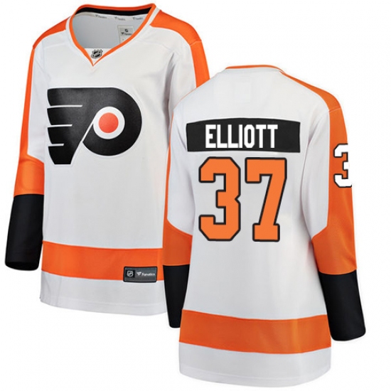 Women's Philadelphia Flyers 37 Brian Elliott Fanatics Branded White Away Breakaway NHL Jersey