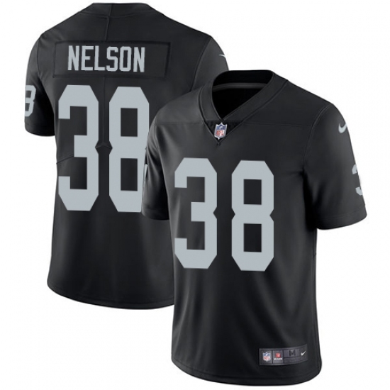 Men's Nike Oakland Raiders 38 Nick Nelson Black Team Color Vapor Untouchable Limited Player NFL Jersey