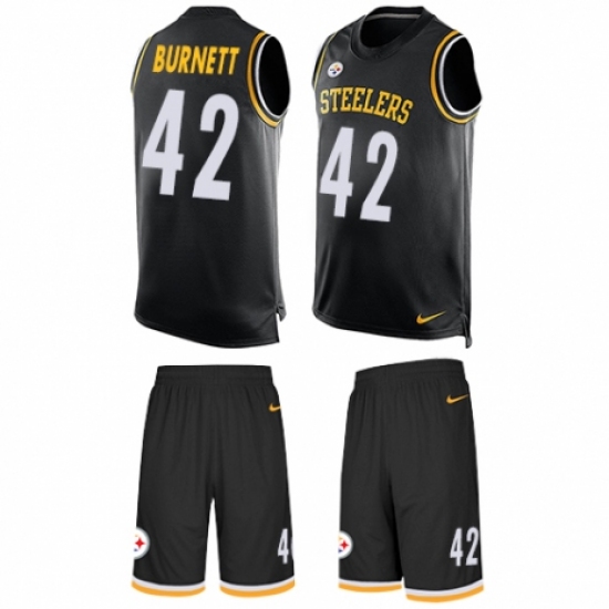 Men's Nike Pittsburgh Steelers 42 Morgan Burnett Limited Black Tank Top Suit NFL Jersey