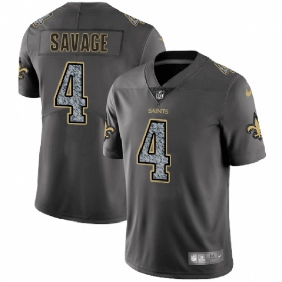 Men's Nike New Orleans Saints 4 Tom Savage Gray Static Vapor Untouchable Limited NFL Jersey