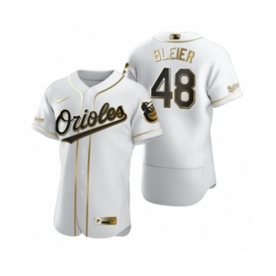Men's Baltimore Orioles 48 Richard Bleier Nike White Authentic Golden Edition Jersey