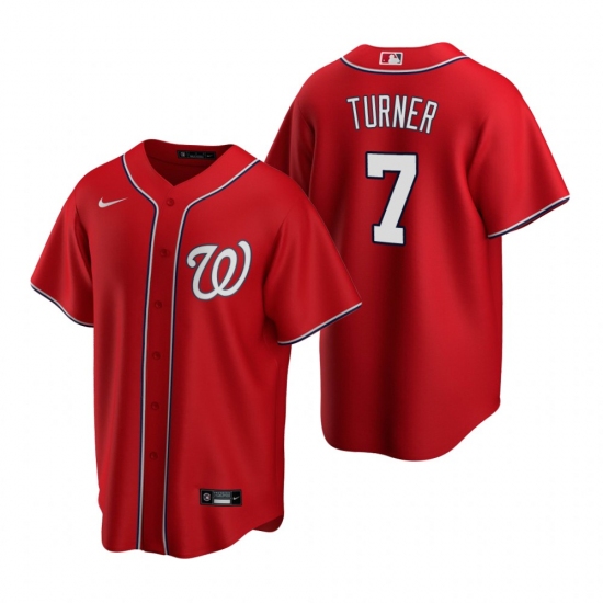 Men's Nike Washington Nationals 7 Trea Turner Red Alternate Stitched Baseball Jersey
