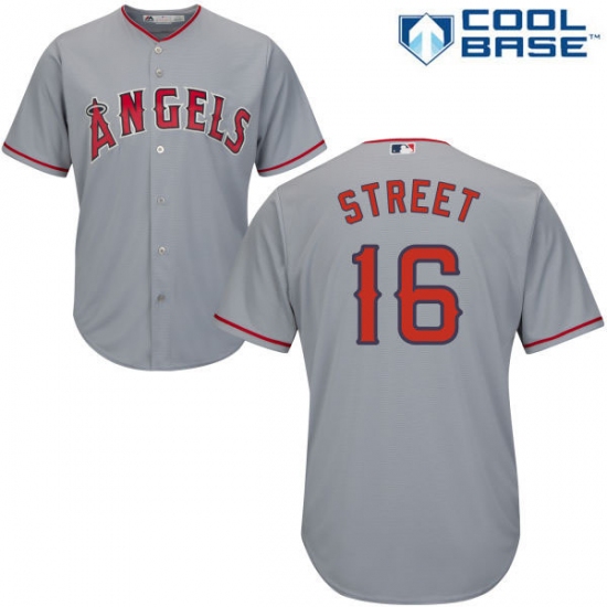 Youth Majestic Los Angeles Angels of Anaheim 16 Huston Street Replica Grey Road Cool Base MLB Jersey