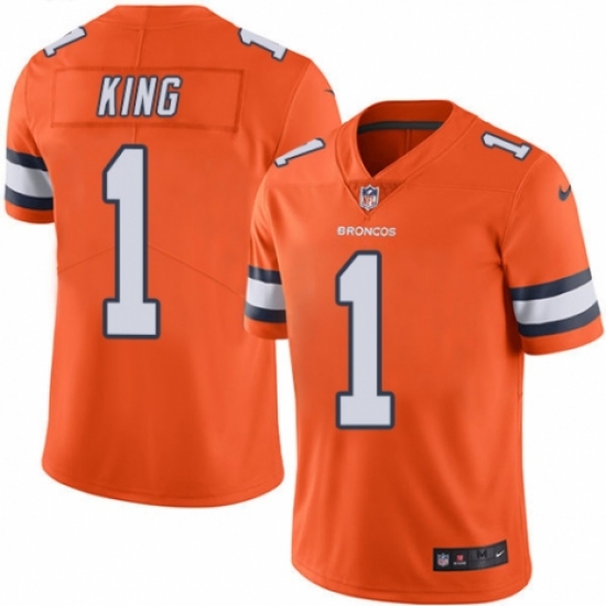 Men's Nike Denver Broncos 1 Marquette King Limited Orange Rush Vapor Untouchable NFL Jersey