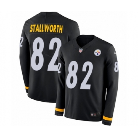 Youth Nike Pittsburgh Steelers 82 John Stallworth Limited Black Therma Long Sleeve NFL Jersey