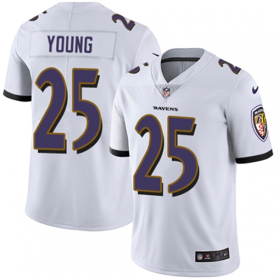 Youth Nike Baltimore Ravens 25 Tavon Young White Vapor Untouchable Limited Player NFL Jersey