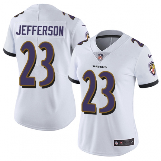 Women's Nike Baltimore Ravens 23 Tony Jefferson White Vapor Untouchable Limited Player NFL Jersey