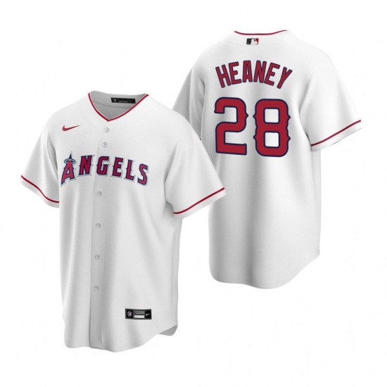 Men's Nike Los Angeles Angels 28 Andrew Heaney White Home Stitched Baseball Jersey