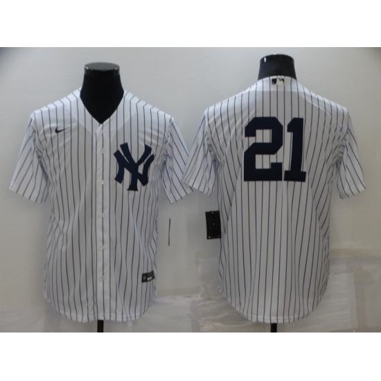 Men's New York Yankees 21 Paul O'Neill White Home Flex Base Authentic Collection Jersey