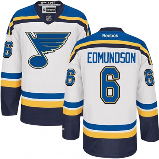 Youth Reebok St. Louis Blues 6 Joel Edmundson Authentic White Away NHL Jersey