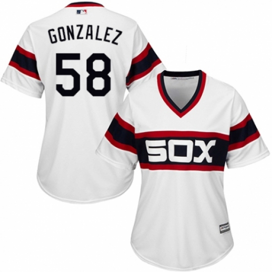 Women's Majestic Chicago White Sox 58 Miguel Gonzalez Replica White 2013 Alternate Home Cool Base MLB Jersey