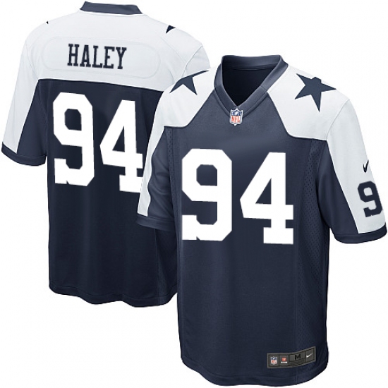 Men's Nike Dallas Cowboys 94 Charles Haley Game Navy Blue Throwback Alternate NFL Jersey