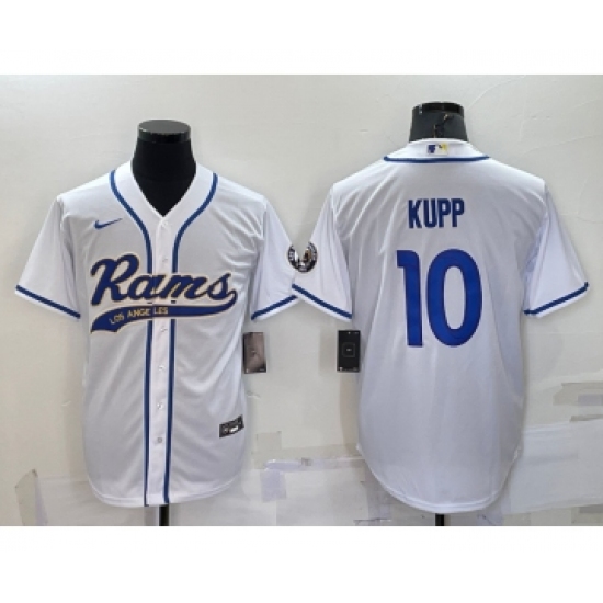 Men's Los Angeles Rams 10 Cooper Kupp White Stitched Cool Base Nike Baseball Jersey