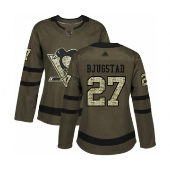 Women's Pittsburgh Penguins 27 Nick Bjugstad Authentic Green Salute to Service Hockey Jersey