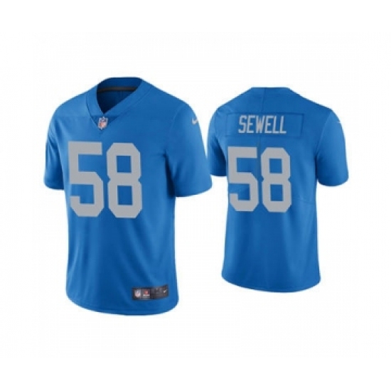 Men's Detroit Lions 58 Penei Sewell 2021 Football Draft Blue Vapor Untouchable Stitched Limited Jersey