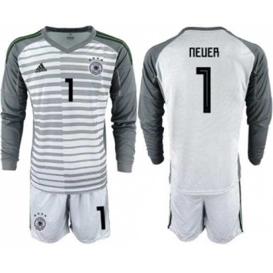 Germany 1 Neuer Grey Goalkeeper Long Sleeves Soccer Country Jersey