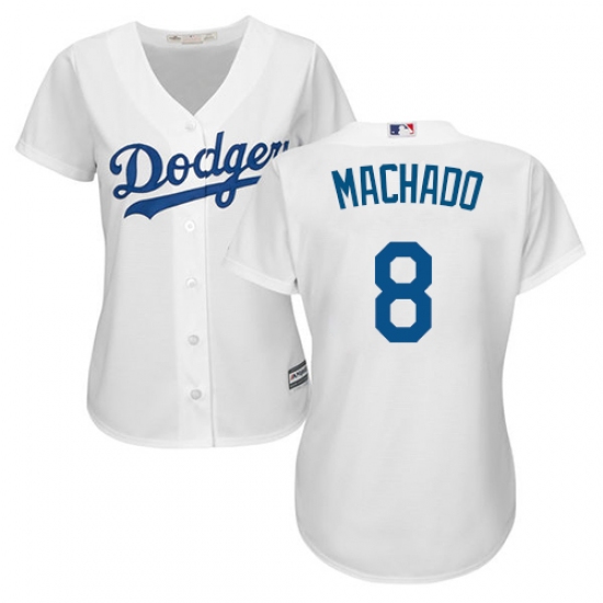 Women's Majestic Los Angeles Dodgers 8 Manny Machado Authentic White Home Cool Base MLB Jersey