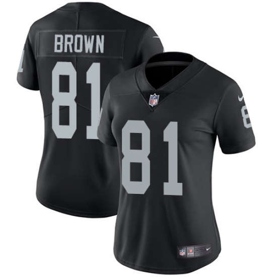Women's Nike Oakland Raiders 81 Tim Brown Black Team Color Vapor Untouchable Limited Player NFL Jersey
