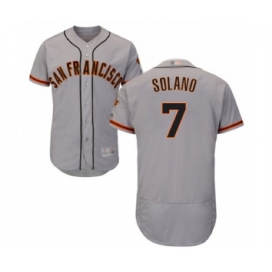 Men's San Francisco Giants 7 Donovan Solano Grey Road Flex Base Authentic Collection Baseball Player Jersey