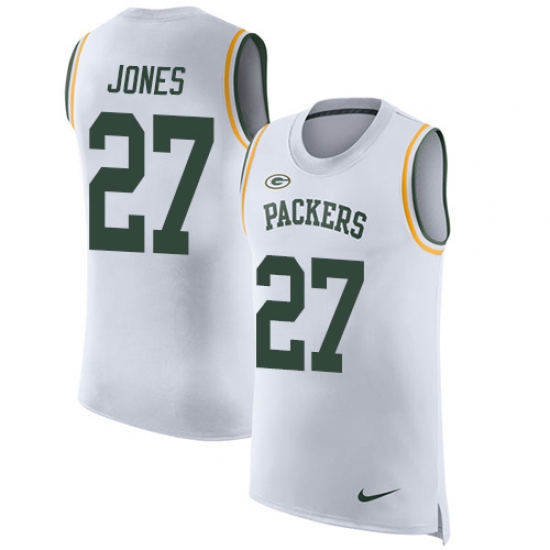 Men's Nike Green Bay Packers 27 Josh Jones Limited White Rush Player Name & Number Tank Top NFL Jersey