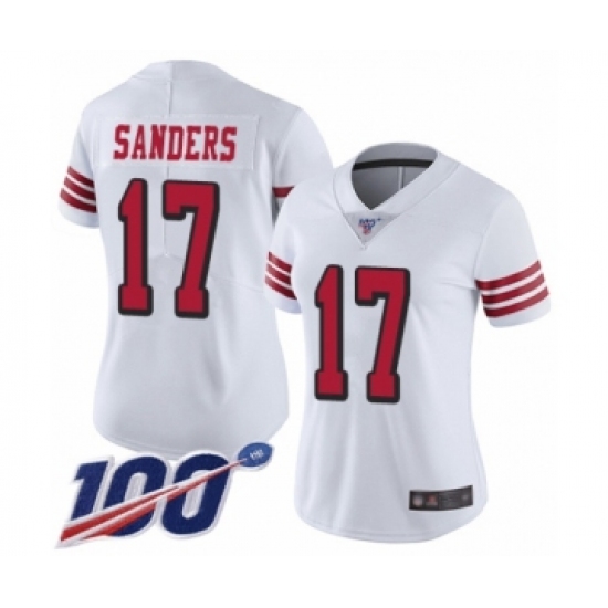 Women's San Francisco 49ers 17 Emmanuel Sanders Limited White Rush Vapor Untouchable 100th Season Football Jersey