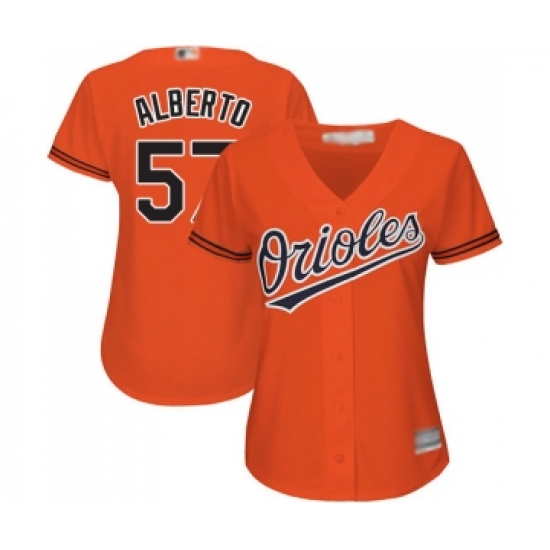 Women's Baltimore Orioles 57 Hanser Alberto Replica Orange Alternate Cool Base Baseball Jersey
