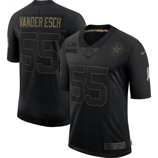 Men's Dallas Cowboys 55 Leighton Vander Esch Black 2020 Salute To Service Limited Jersey