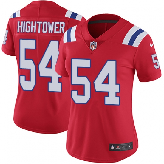 Women's Nike New England Patriots 54 Dont'a Hightower Red Alternate Vapor Untouchable Limited Player NFL Jersey