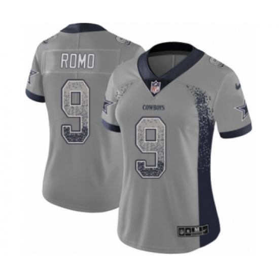 Women's Nike Dallas Cowboys 9 Tony Romo Limited Gray Rush Drift Fashion NFL Jersey