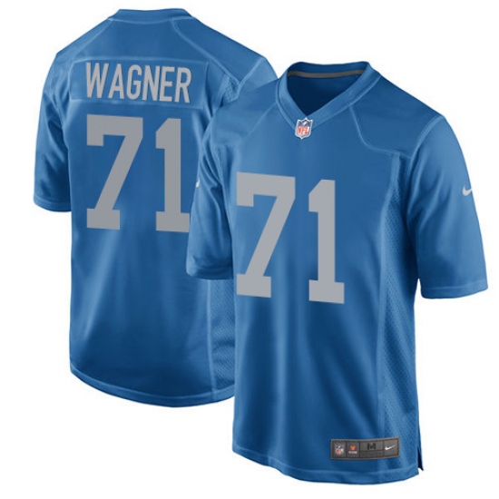 Men's Nike Detroit Lions 71 Ricky Wagner Game Blue Alternate NFL Jersey