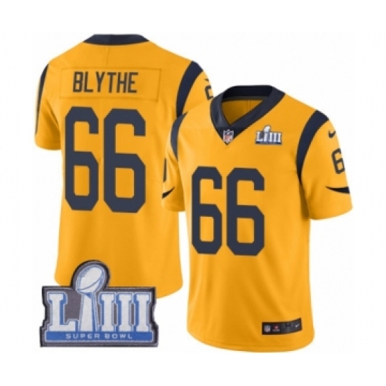 Youth Nike Los Angeles Rams 66 Austin Blythe Limited Gold Rush Vapor Untouchable Super Bowl LIII Bound NFL Jersey