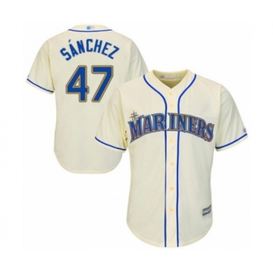 Youth Seattle Mariners 47 Ricardo Sanchez Authentic Cream Alternate Cool Base Baseball Player Jersey