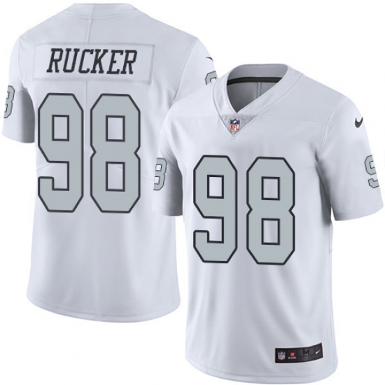 Men's Nike Oakland Raiders 98 Frostee Rucker Limited White Rush Vapor Untouchable NFL Jersey