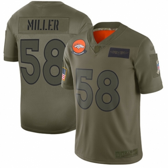 Women's Denver Broncos 58 Von Miller Limited Camo 2019 Salute to Service Football Jersey